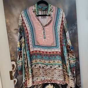 Johnny Was Pink and Blue Patterned Tunic